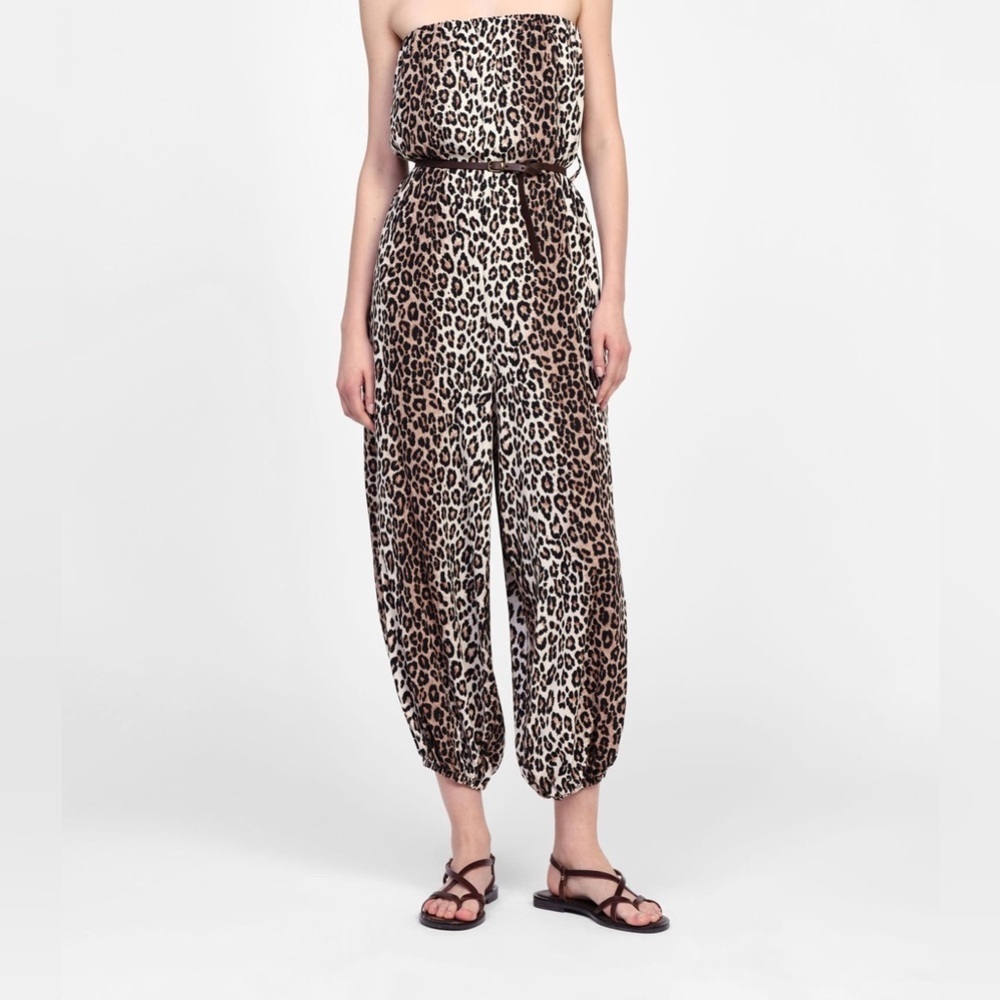 Almost Famous Animal Print Strapless Jumpsuit